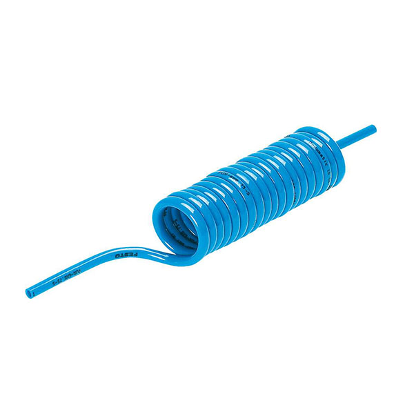 PUN-4X0,75-S-1-BL 4mm Blue Polyurethane Spiral Tubing - 1m working length