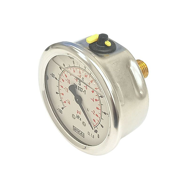 GW63--1-1/4-R-P/K 63mm -100 - 0 KPA Vacuum Gauge Liquid Filled