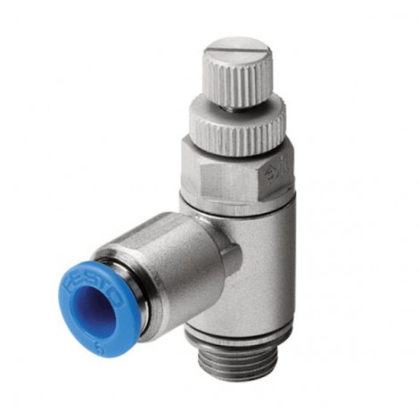 GRLA-3/8-QS-8-RS-D One-way Flow Control Valve with thumb screw