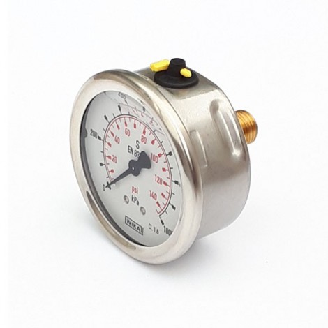 GW63-2.5-1/4-R-P/K 63mm 250 KPA Pressure Gauge Liquid Filled