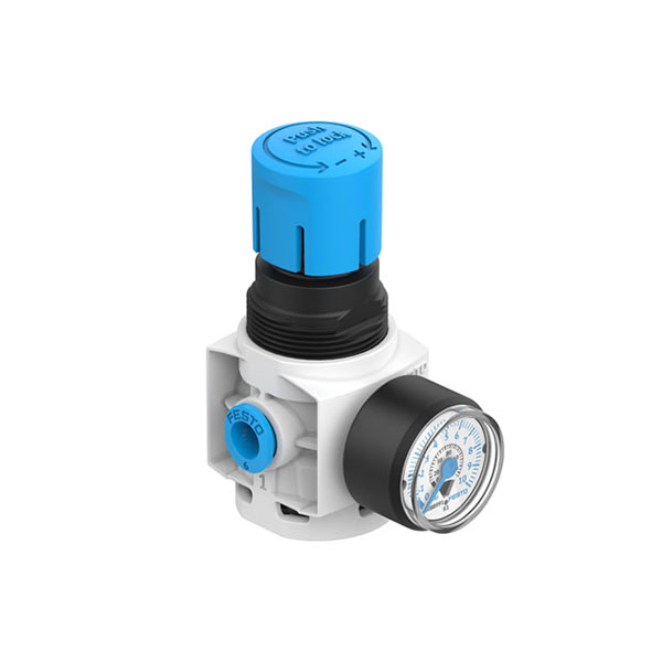 MS2-LR-QS6-D6-AR-BAR-B 6mm Push fit Inline Pressure Regulator with Gauge